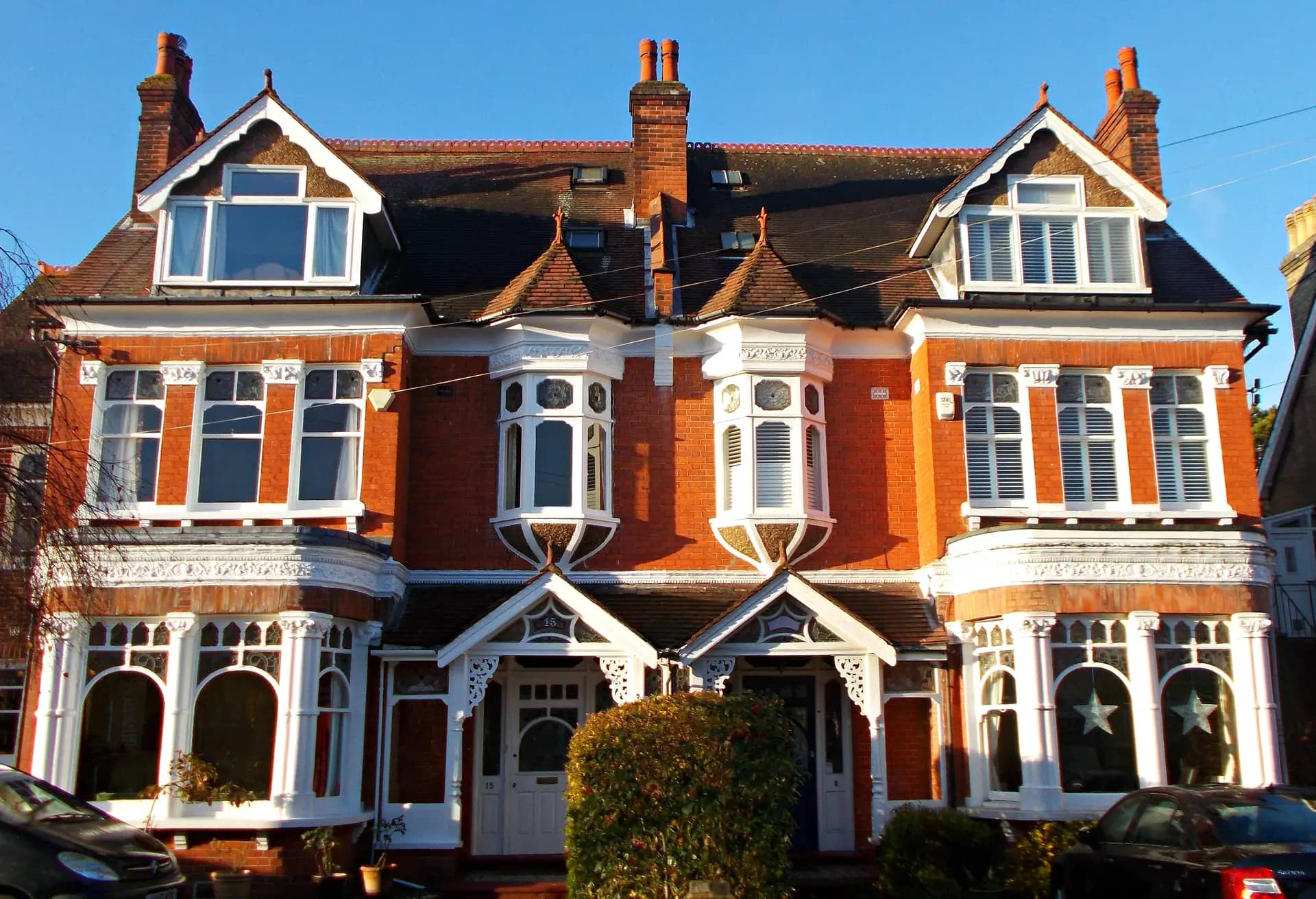 Period houses behind mature hedges in the Landseer Road conservation area in Sutton, a street needing a heritage statement for most alterations