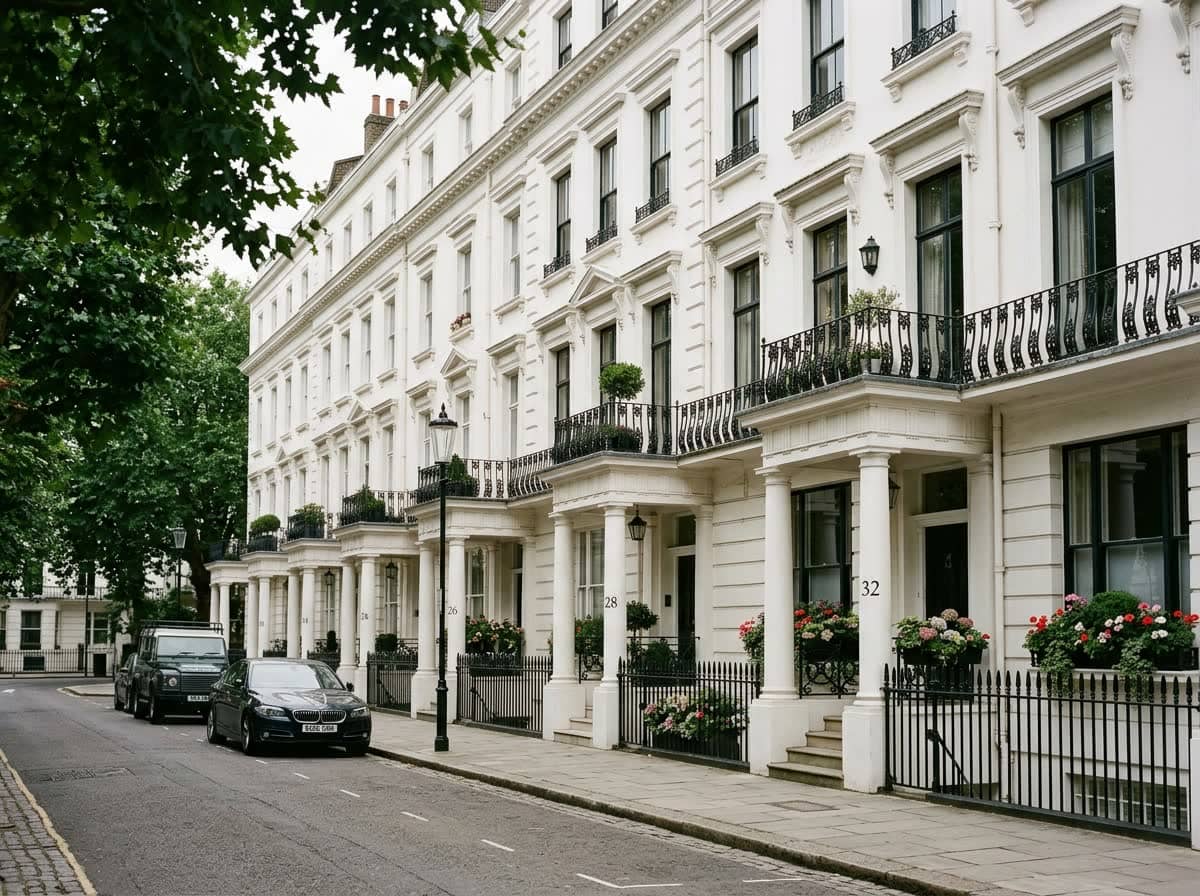 White stucco terraces in Chelsea where conservation character drives planning refusals