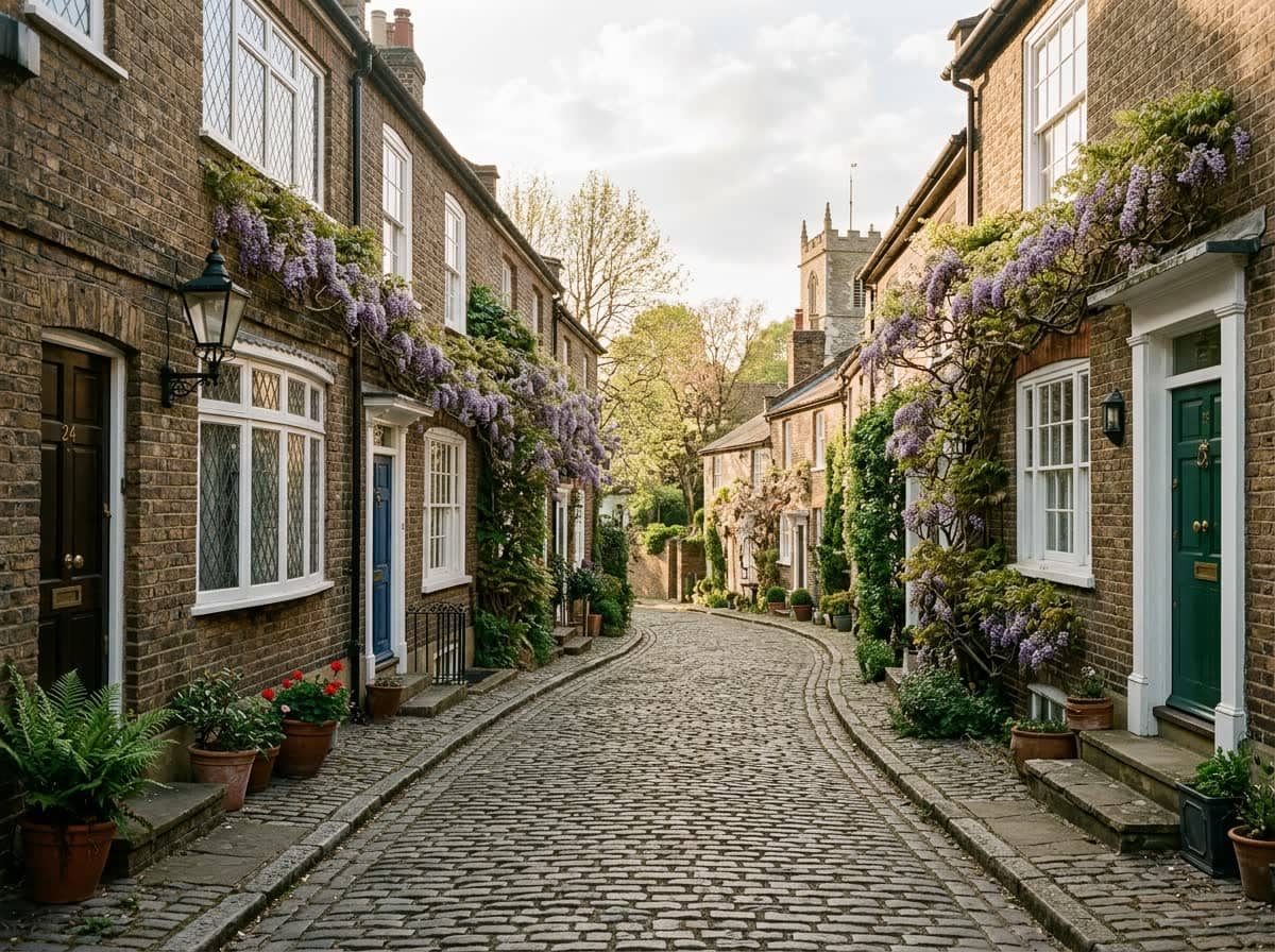 Georgian village streets in Hampstead where planning consultancy supports listed-building schemes