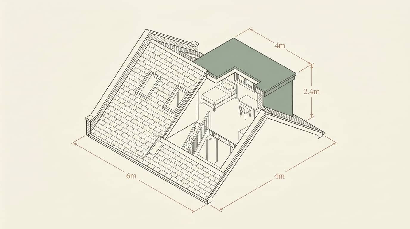 Isometric drawing from dormer loft conversion plans for a terraced house