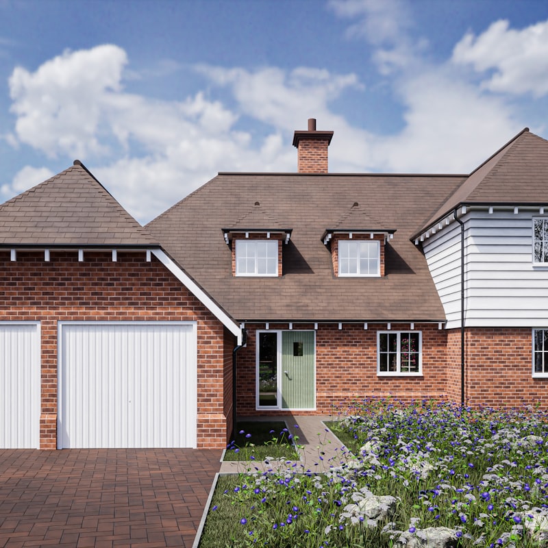 Brick London house with double garage ready for a garage conversion